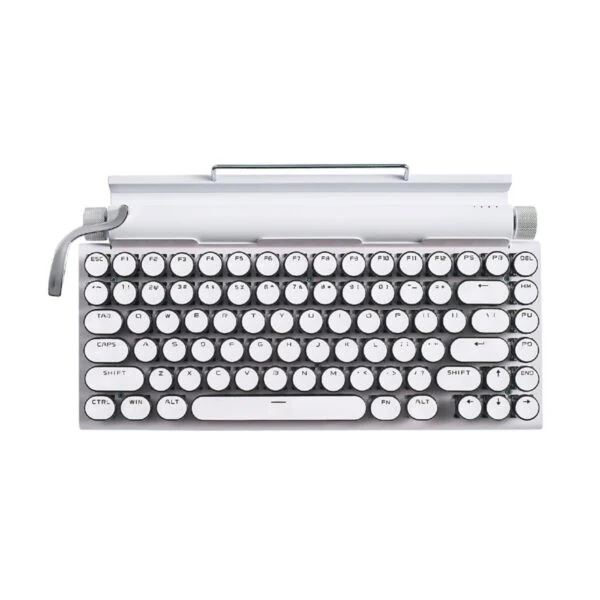 Classic Typewriter Bluetooth Keyboard with Stand – White